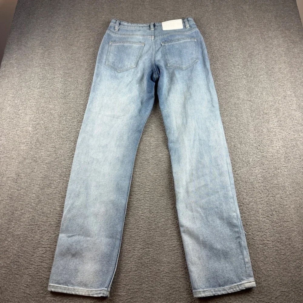 boohooMAN Jeans Men's 28 Blue Distressed Patchwork Straight Leg Streetwear